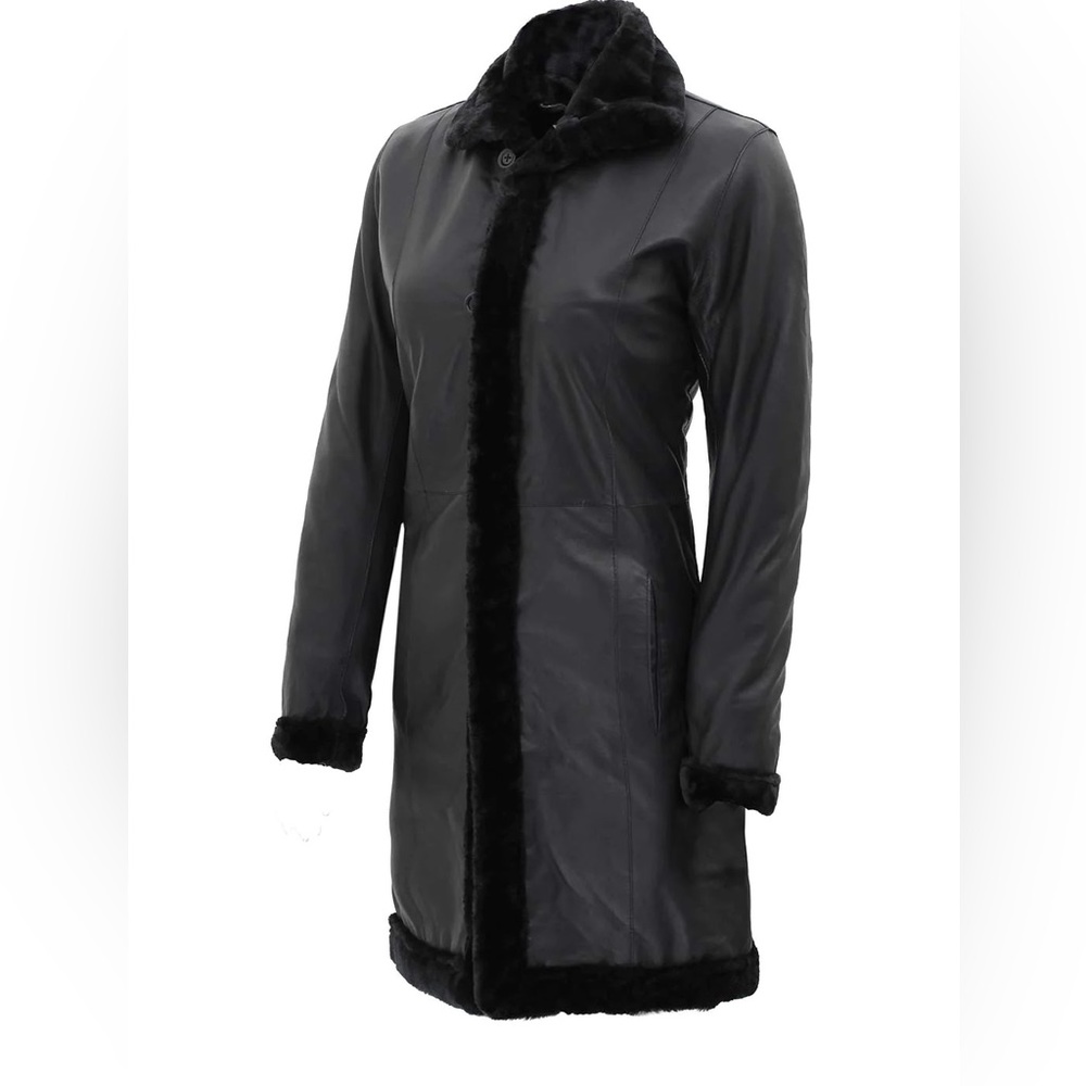 Real leather lamb skin coat new luxury - Picture 2 of 4
